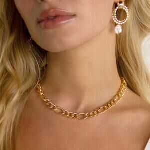 Ettika 18K gold-plated Cuffed Love Chain Link Necklace